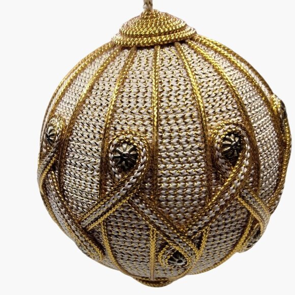 Victorian style Ornament Gold Satin Beaded Brocade Regency Wedding - Picture 1 of 5